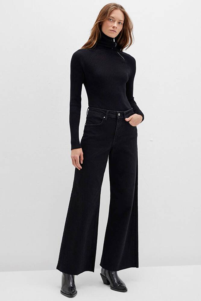 Kadın Fermuar Detaylı Triko 1710790-900 Siyah 