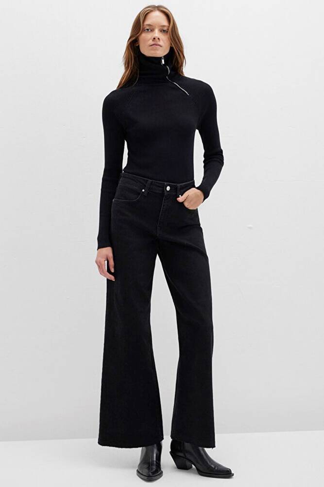 Kadın Fermuar Detaylı Triko 1710790-900 Siyah 