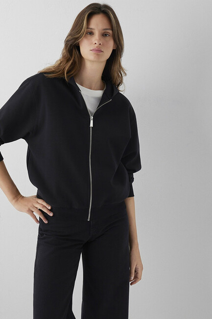 Kadın Fermuarlı Basic Sweat 1S10569-900 Siyah (1)