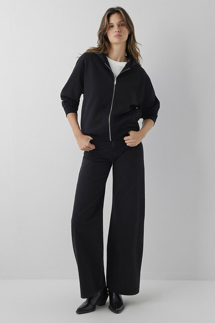 Kadın Fermuarlı Basic Sweat 1S10569-900 Siyah (2)