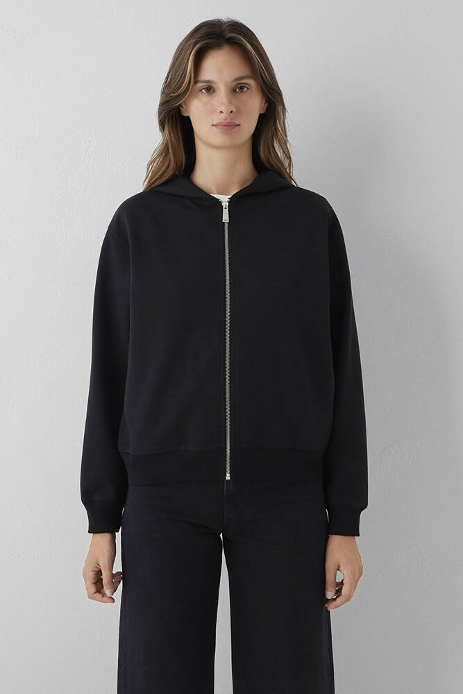 Kadın Fermuarlı Basic Sweat 1S10569-900 Siyah 