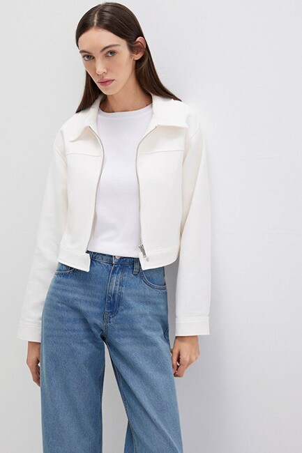 Kadın Fermuarlı Ceket 1110770-70057 Beyaz (1)
