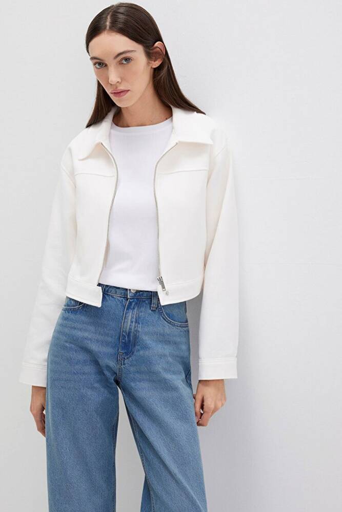 Kadın Fermuarlı Ceket 1110770-70057 Beyaz 