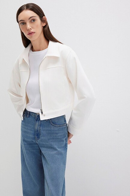 Kadın Fermuarlı Ceket 1110770-70057 Beyaz (2)
