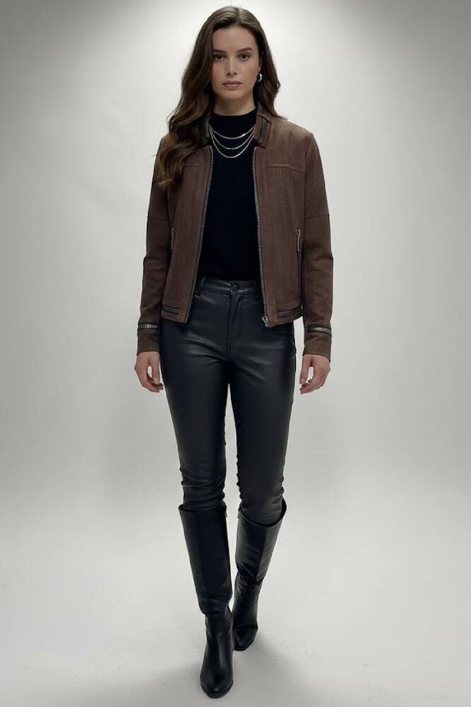 Kadın Fermuarlı Ceket 19090456 Kahve 