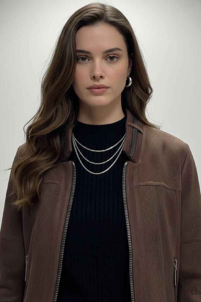 Kadın Fermuarlı Ceket 19090456 Kahve 