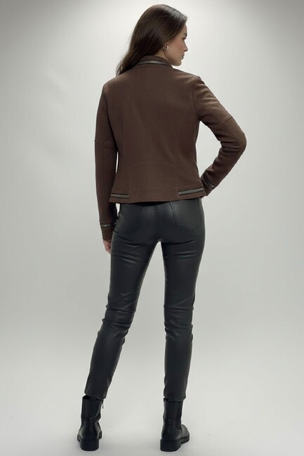 Kadın Fermuarlı Ceket 19090456 Kahve - Thumbnail