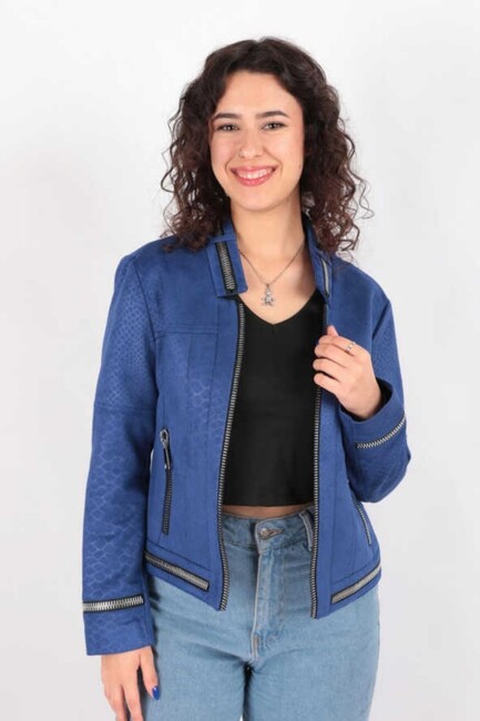 Kadın Fermuarlı Ceket 19090456 Mavi (1)