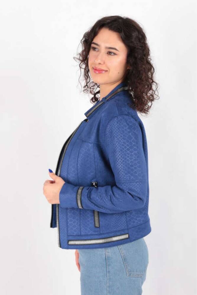 Kadın Fermuarlı Ceket 19090456 Mavi 