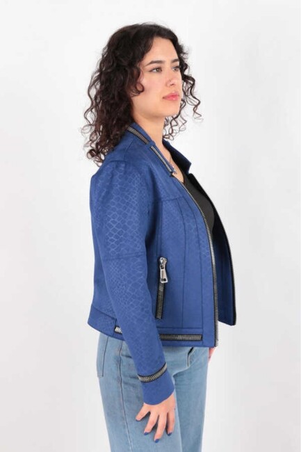 Kadın Fermuarlı Ceket 19090456 Mavi (3)