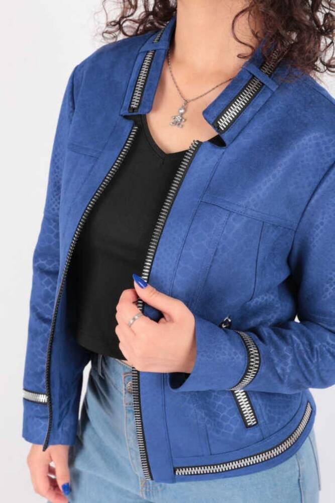 Kadın Fermuarlı Ceket 19090456 Mavi 