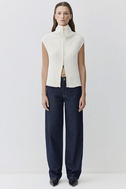 Kadın Fermuarlı Kolsuz Kazak 1710827-70057 Ekru (3)