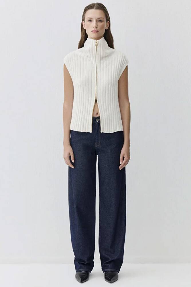 Kadın Fermuarlı Kolsuz Kazak 1710827-70057 Ekru 