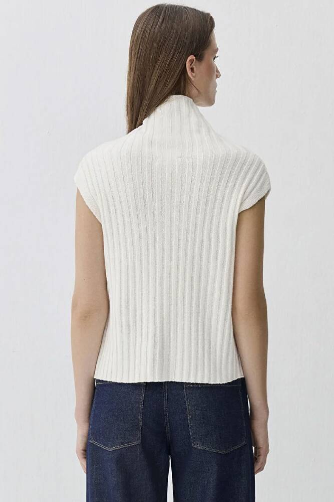 Kadın Fermuarlı Kolsuz Kazak 1710827-70057 Ekru 