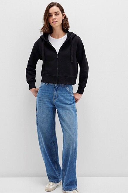 Kadın Fermuarlı Sweat 1S10388-900 Siyah (2)