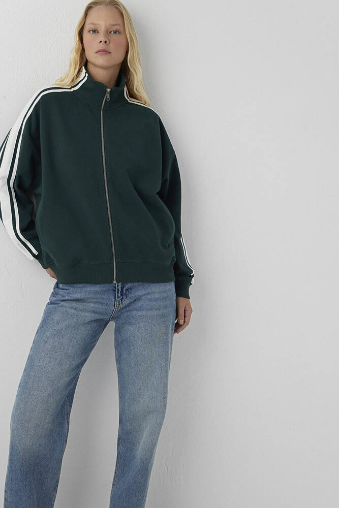 Kadın Fermuarlı Sweat 1S10560-71538 Yeşil - 1