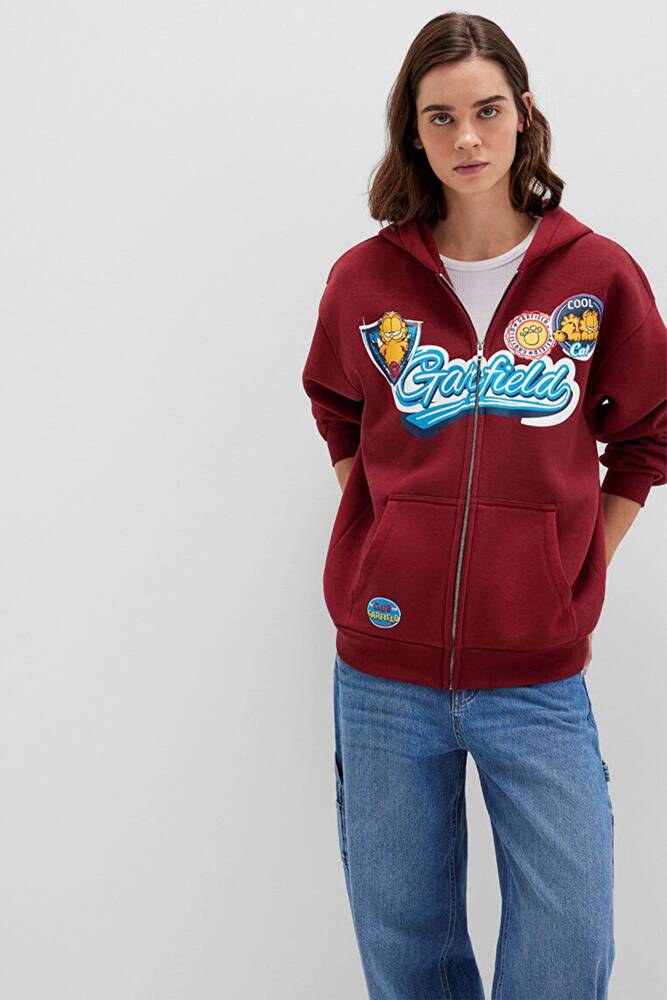 Kadın Garfıeld Baskılı Sweat 1S10469-85493 Bordo 