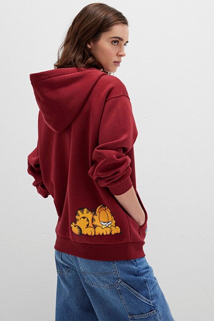 Kadın Garfıeld Baskılı Sweat 1S10469-85493 Bordo (2)