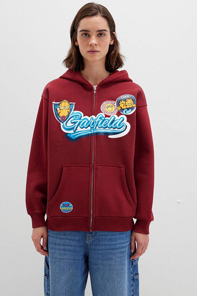 Kadın Garfıeld Baskılı Sweat 1S10469-85493 Bordo 