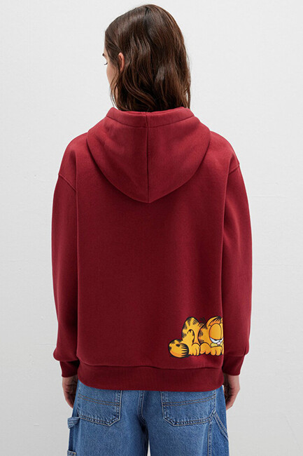 Kadın Garfıeld Baskılı Sweat 1S10469-85493 Bordo - Thumbnail