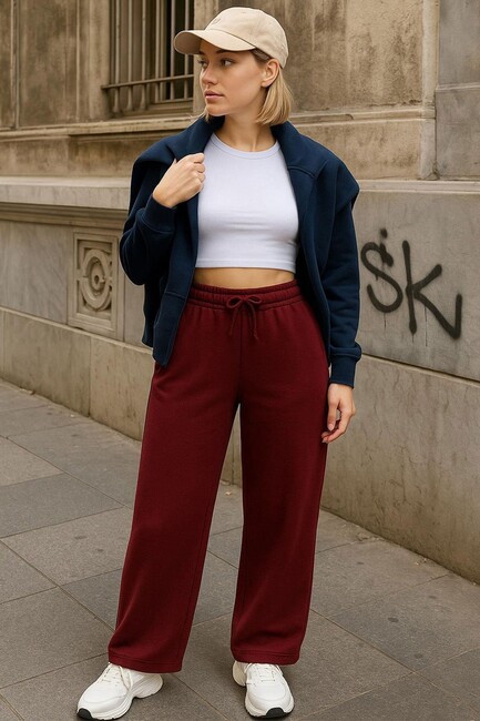 Kadın Geniş Paça Eşofman Alt 25K0418K1 Bordo (2)