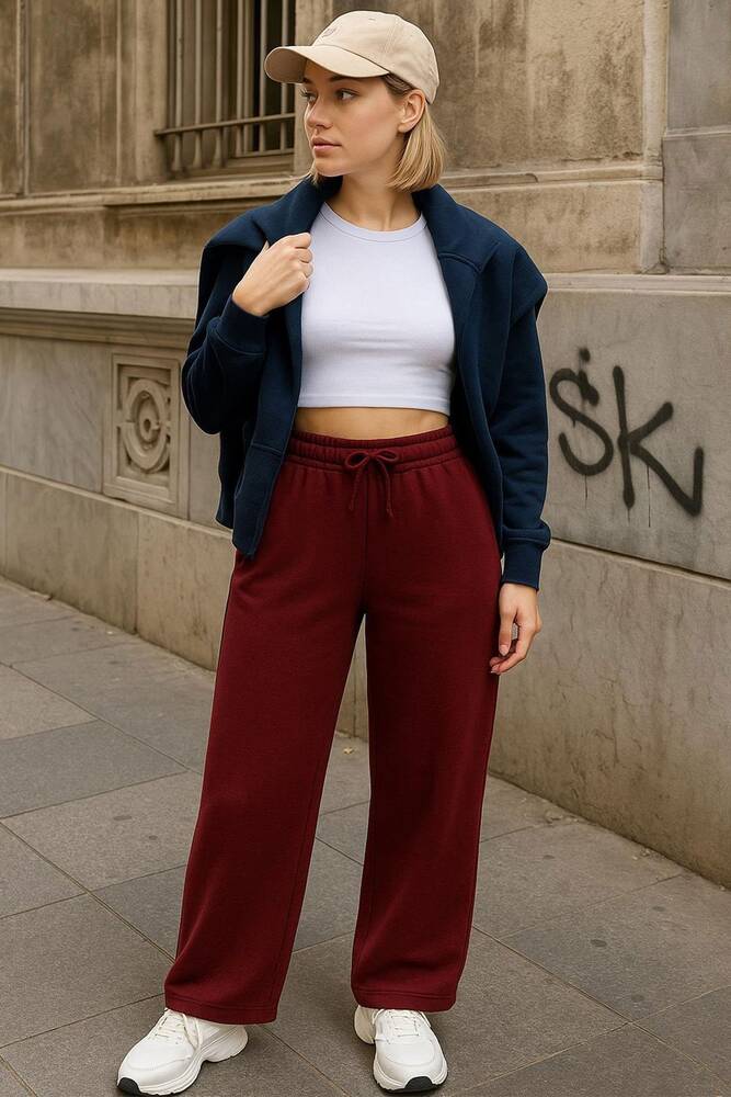 Kadın Geniş Paça Eşofman Alt 25K0418K1 Bordo 