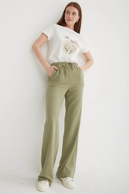 Kadın Geniş Paça Pantolon 25Y0249K1 Haki (1)