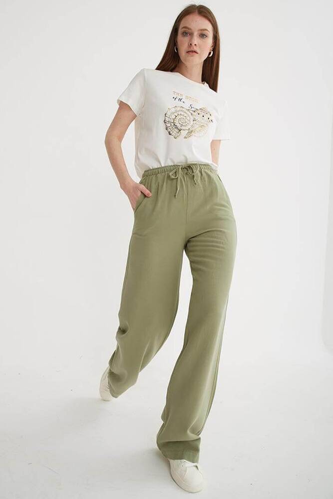 Kadın Geniş Paça Pantolon 25Y0249K1 Haki 