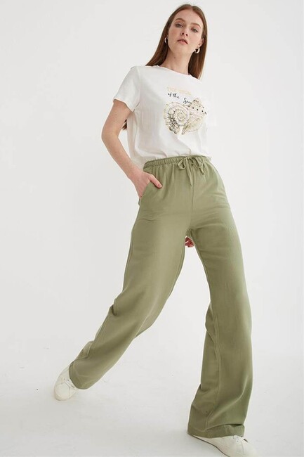 Kadın Geniş Paça Pantolon 25Y0249K1 Haki (3)