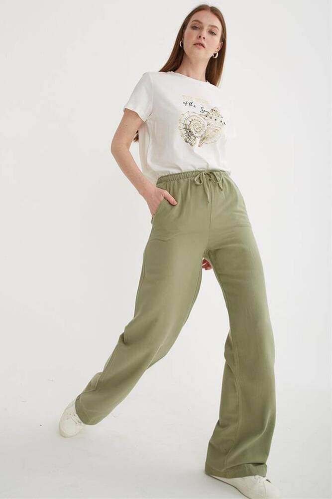 Kadın Geniş Paça Pantolon 25Y0249K1 Haki 