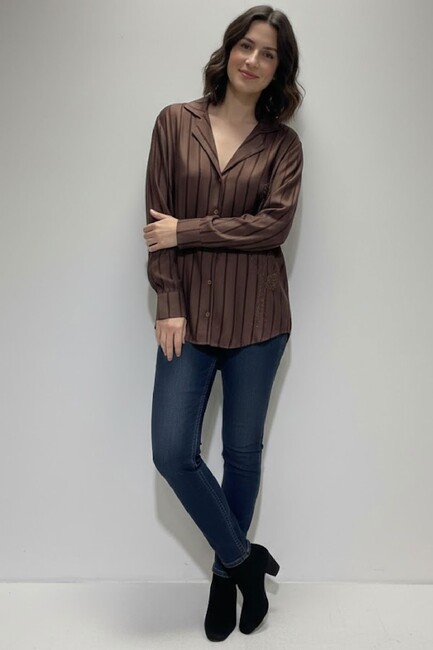 Kadın Gömlek 19050970 Kahve (2)