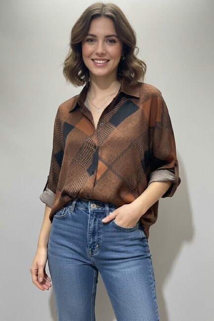 Kadın Gömlek 19050985 Camel (1)