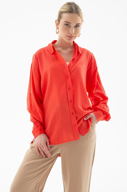 Kadın Gömlek 25Y0051K1 Turuncu - Thumbnail