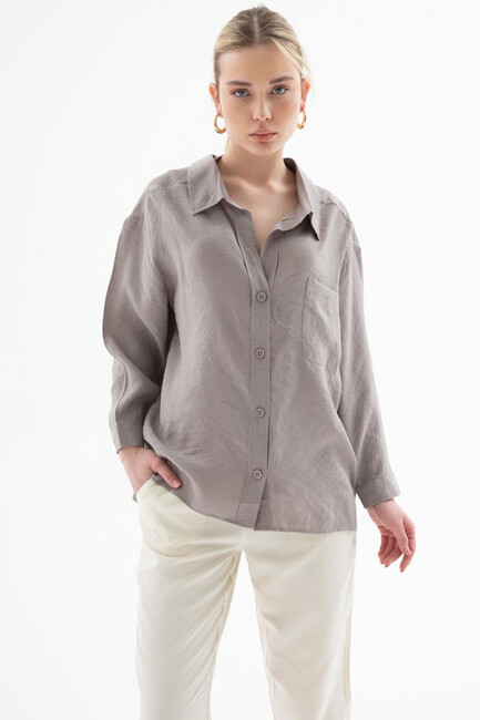 Kadın Gömlek 25Y0571K1 Vizon - Thumbnail