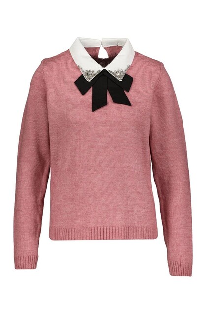 Kadın Gömlek Yaka Detaylı Kazak 25K0222K1 Pembe (3)