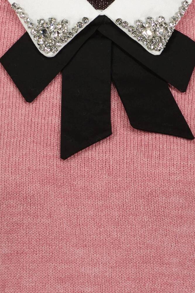 Kadın Gömlek Yaka Detaylı Kazak 25K0222K1 Pembe 