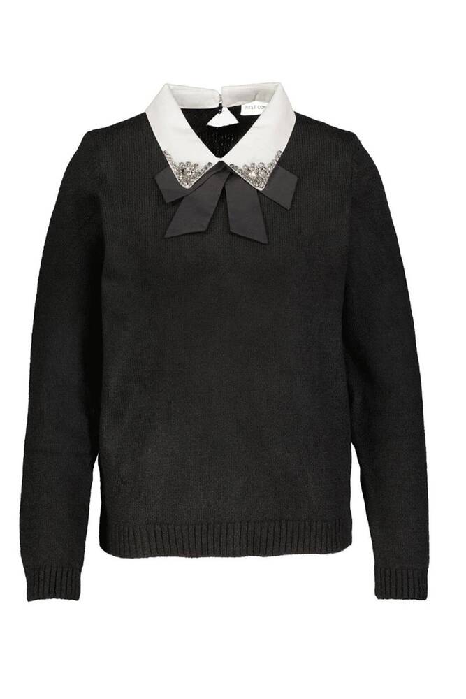 Kadın Gömlek Yaka Detaylı Kazak 25K0222K1 Siyah 