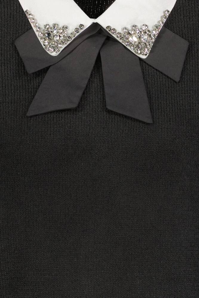 Kadın Gömlek Yaka Detaylı Kazak 25K0222K1 Siyah 