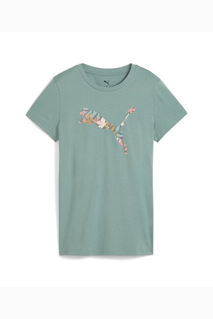 Kadın Graphıcs Floral Cat Logo Tişört 685081-30 Yeşil - Thumbnail