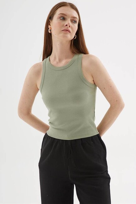Kadın Halter Yaka Atlet 25Y0223K1 Haki (1)