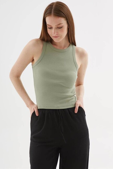 Kadın Halter Yaka Atlet 25Y0223K1 Haki (2)
