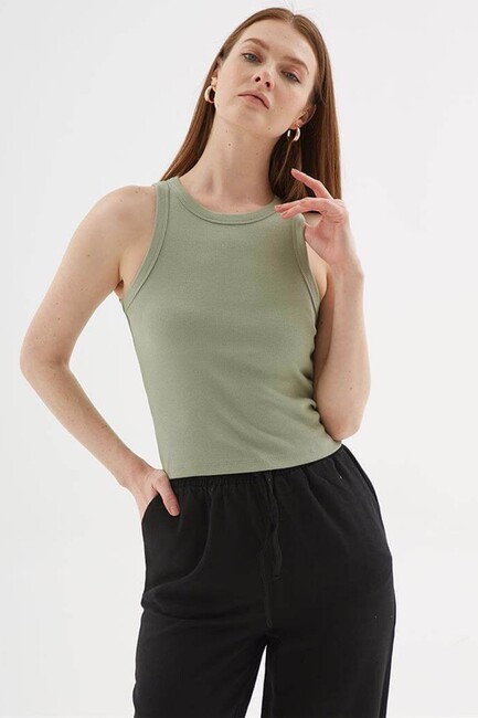 Kadın Halter Yaka Atlet 25Y0223K1 Haki (3)