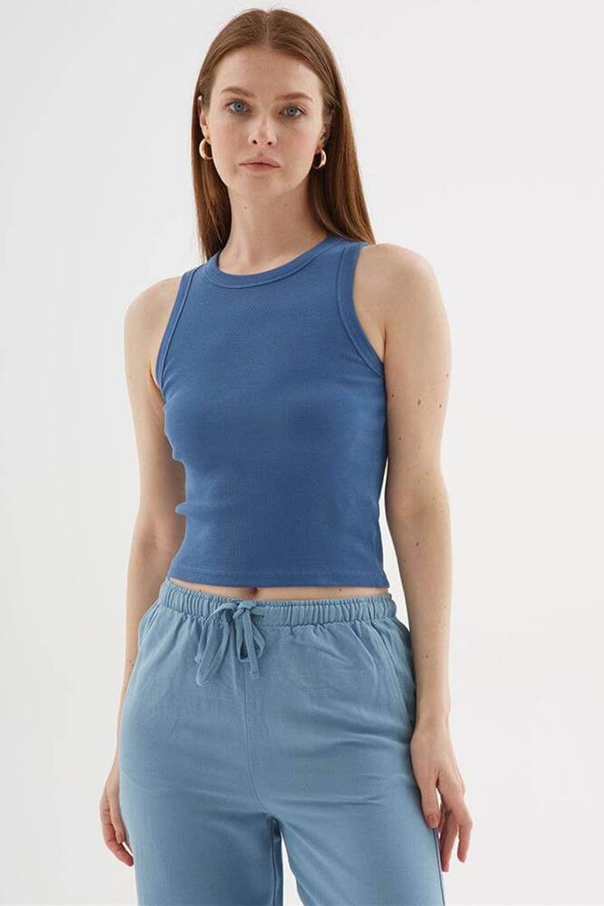 Kadın Halter Yaka Atlet 25Y0223K1 Mavi 