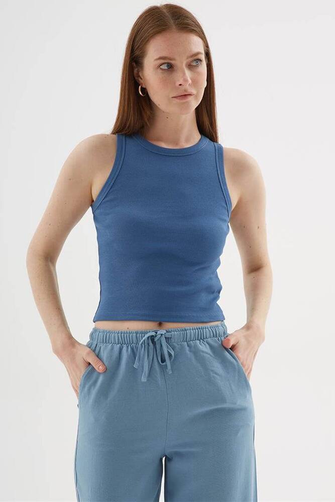 Kadın Halter Yaka Atlet 25Y0223K1 Mavi 