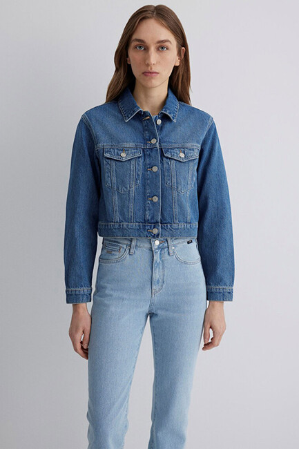 Kadın Harmony Classic Denim Ceket 1110639-89575 Mavi - Thumbnail