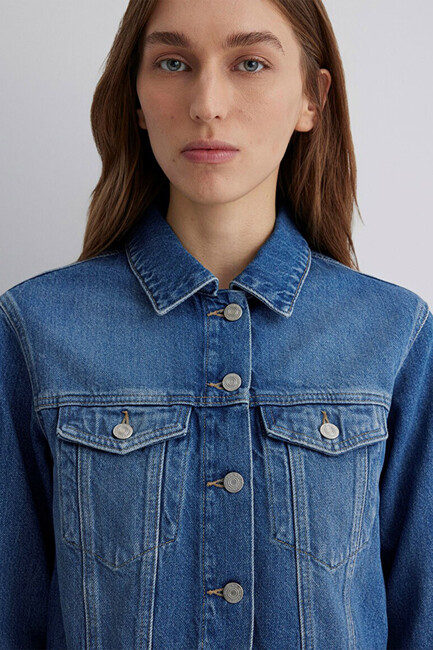 Kadın Harmony Classic Denim Ceket 1110639-89575 Mavi - Thumbnail