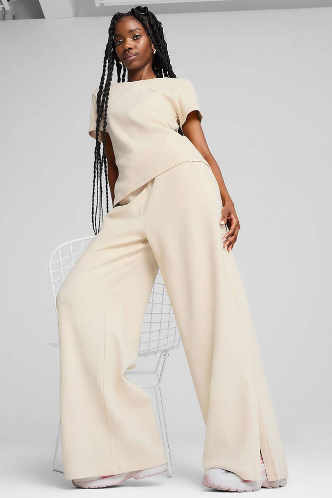 Kadın High-Waist Straight Pantolon 685061-87 Ekru 