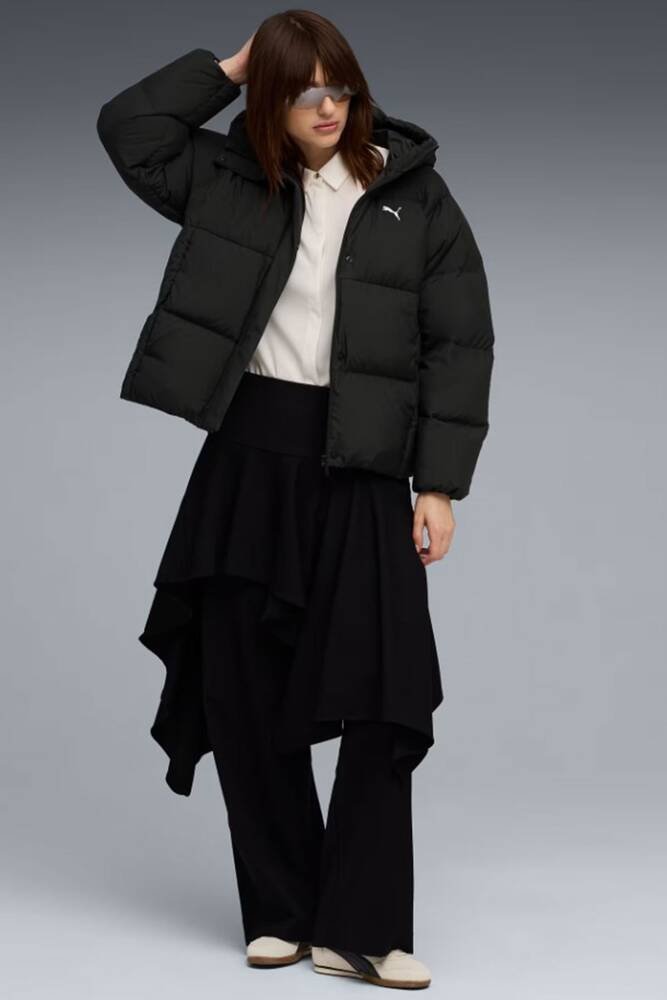 Kadın Hooded Down Puffer Mont 688392-01 Siyah 