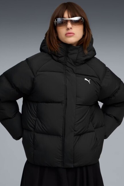 Kadın Hooded Down Puffer Mont 688392-01 Siyah