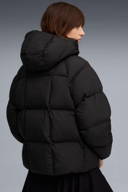 Kadın Hooded Down Puffer Mont 688392-01 Siyah (1)